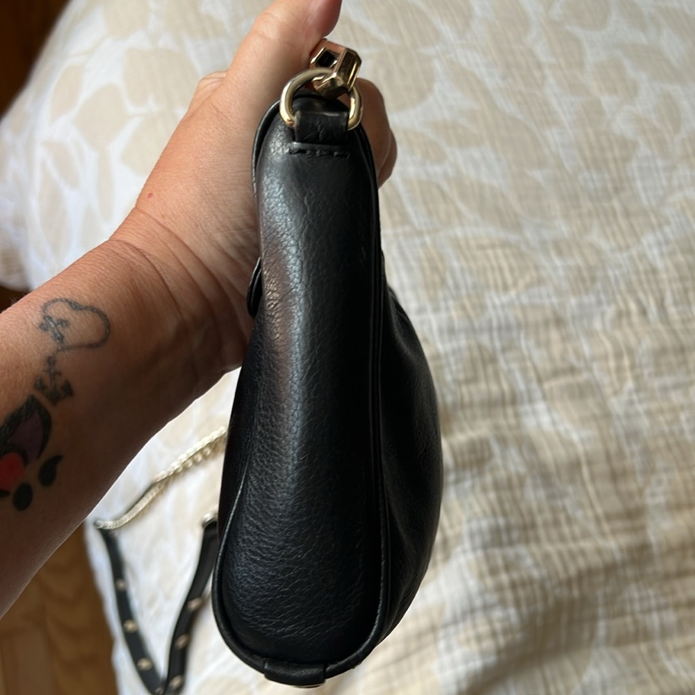 REBECCA MINKOFF BLACK LEATHER SILVER CHAIN LARGE MAC CROSSBODY BAG - Picture 5 of 14